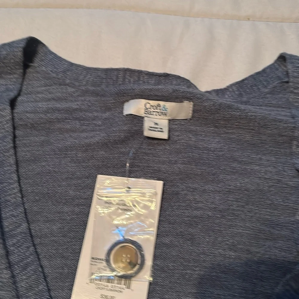 Croft & Barrow blue Short Sleeve Button Down Cardigan Size M NWT